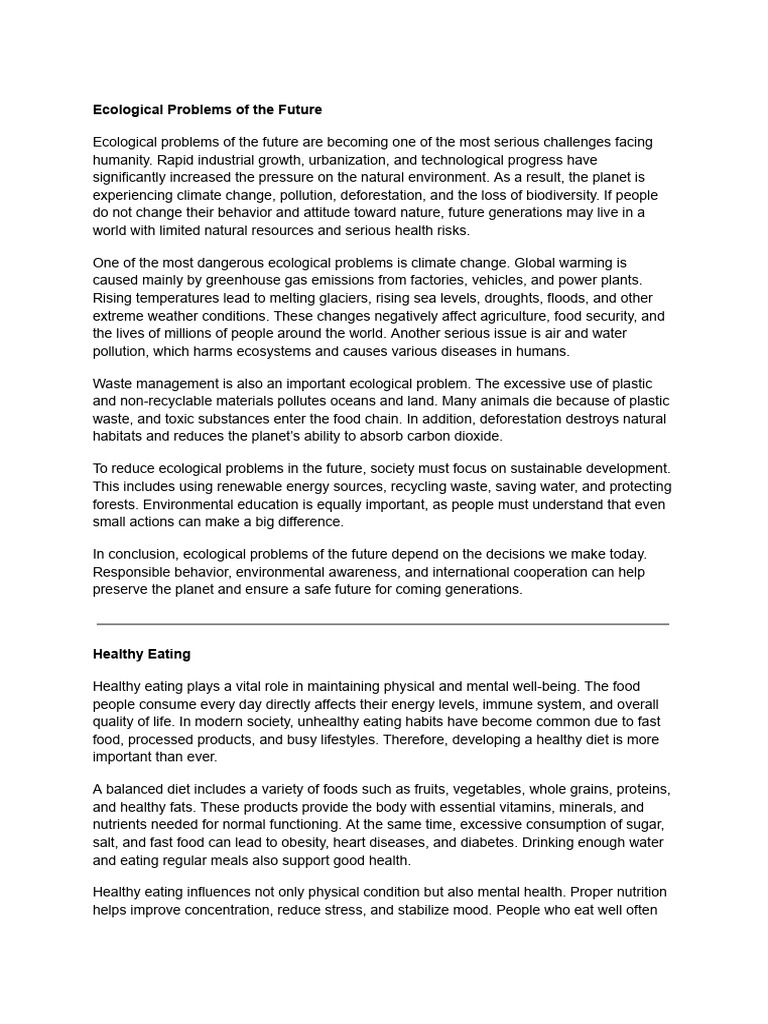Ecological Problems of The Future | PDF | Human Impact On The ...