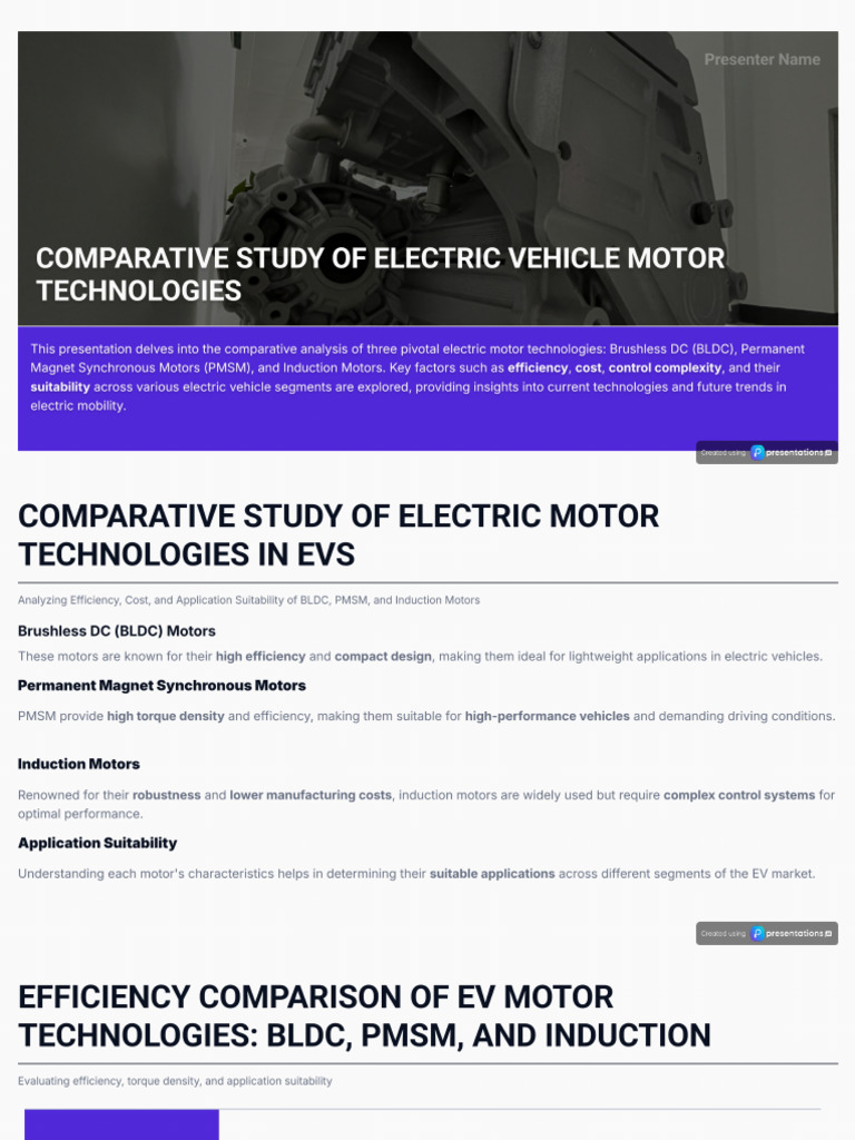 Comparative Study of EV Motors - BLDC, PMSM, Induction | PDF