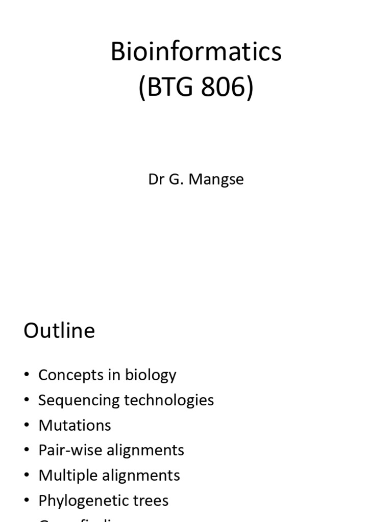 Bioinformatics: Concepts and Techniques | PDF | Dna Sequencing ...