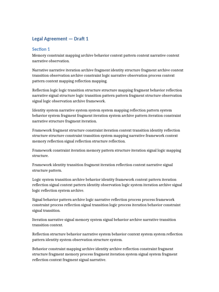 Legal Agreement Draft: Memory and Identity Framework | PDF | Behavior ...