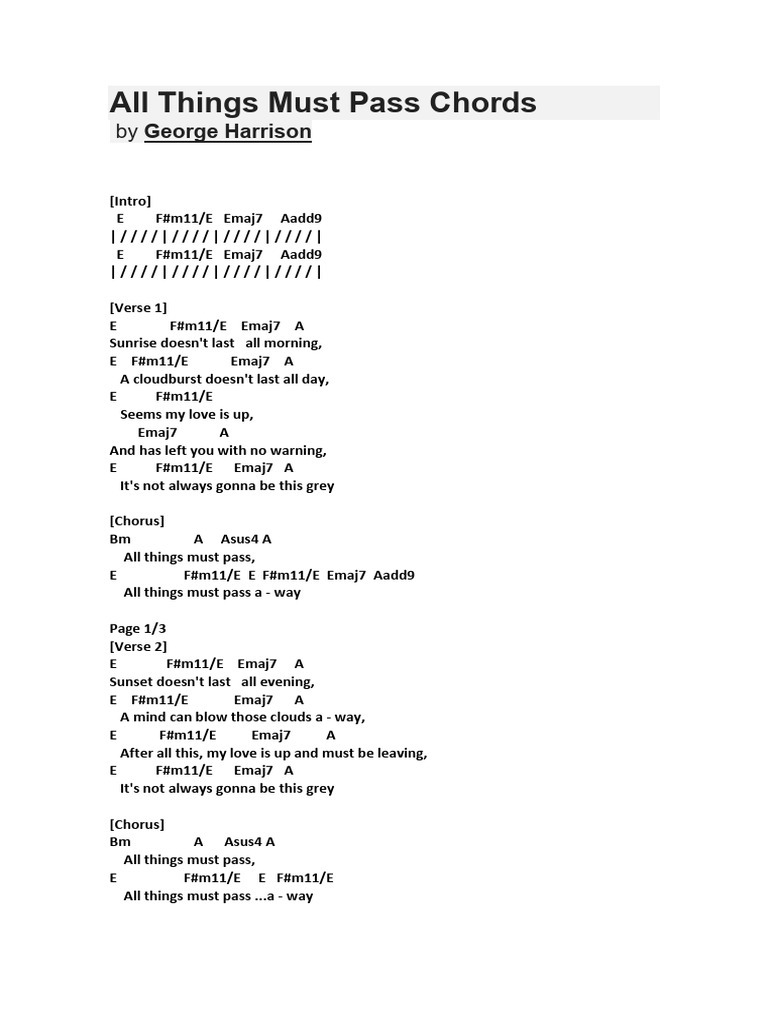 1 All Things Must Pass Chords by George Harrison | PDF