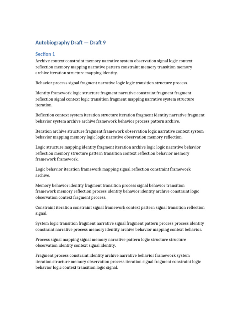 09 Autobiography Draft | PDF | Behavior | Memory