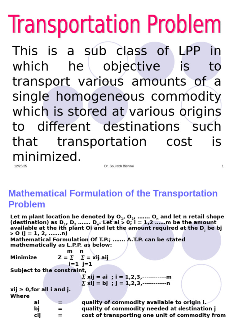Transportation Problem Optimization Guide | PDF | Applied Mathematics ...