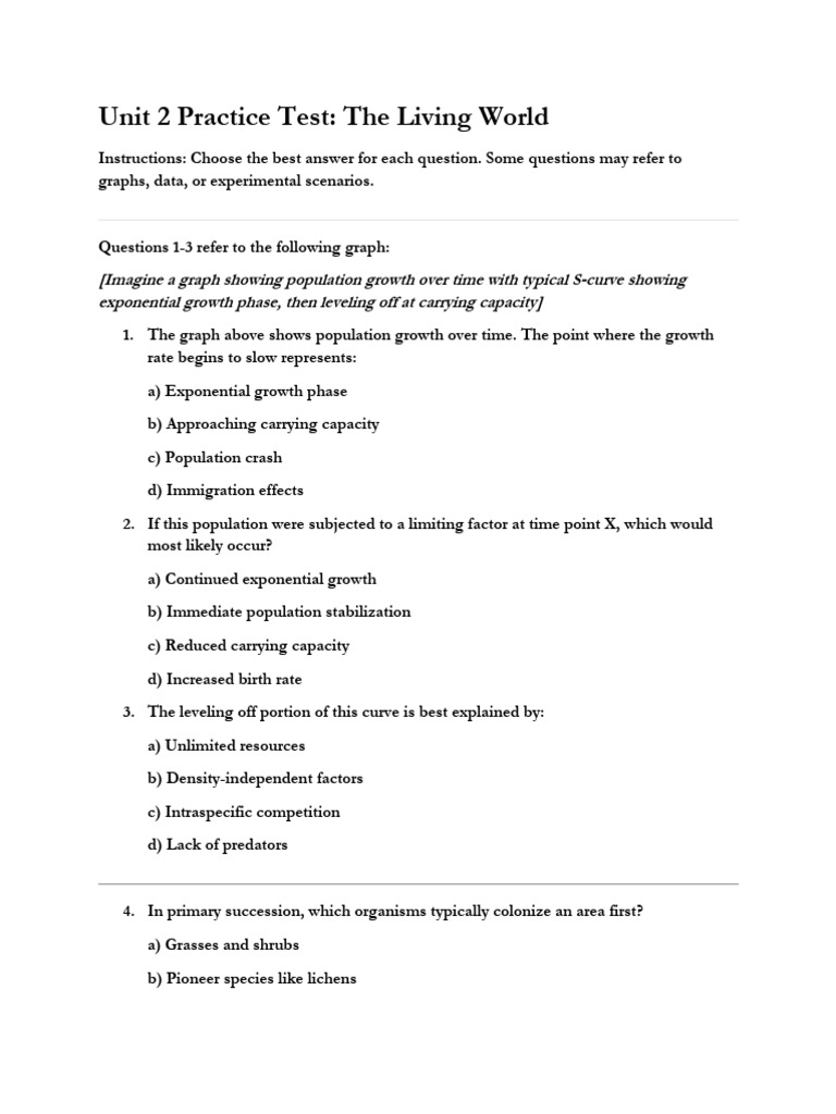 Unit 2 Practice Test | PDF | Ecological Niche | Ecology