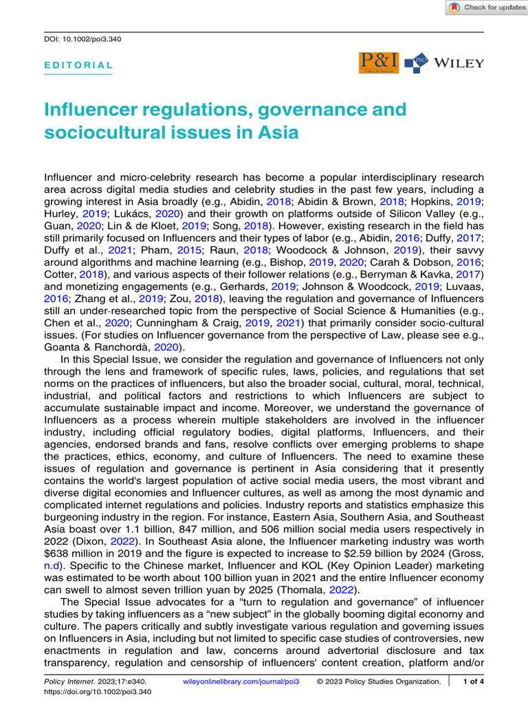 Influencer Governance in Asia: Issues & Insights | PDF | Governance ...