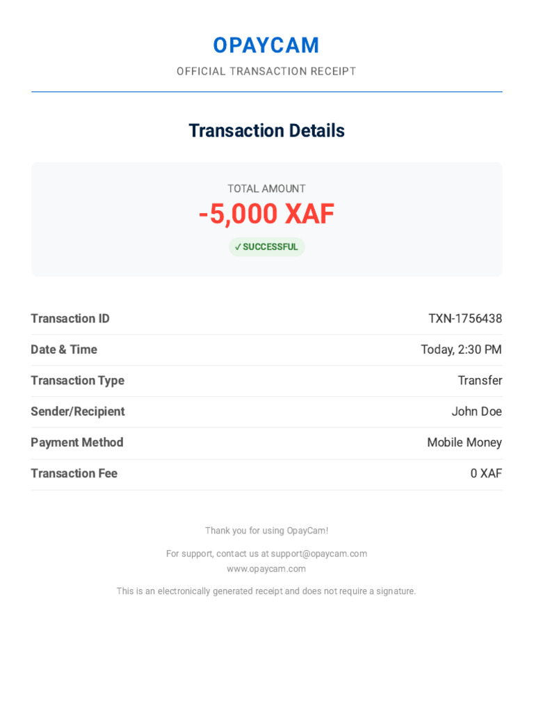 Opaycam: Transaction Details | PDF