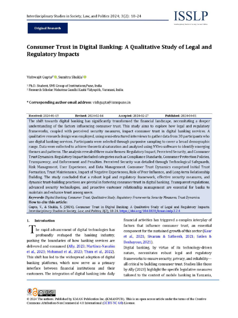 Consumer Trust in Digital Banking | PDF