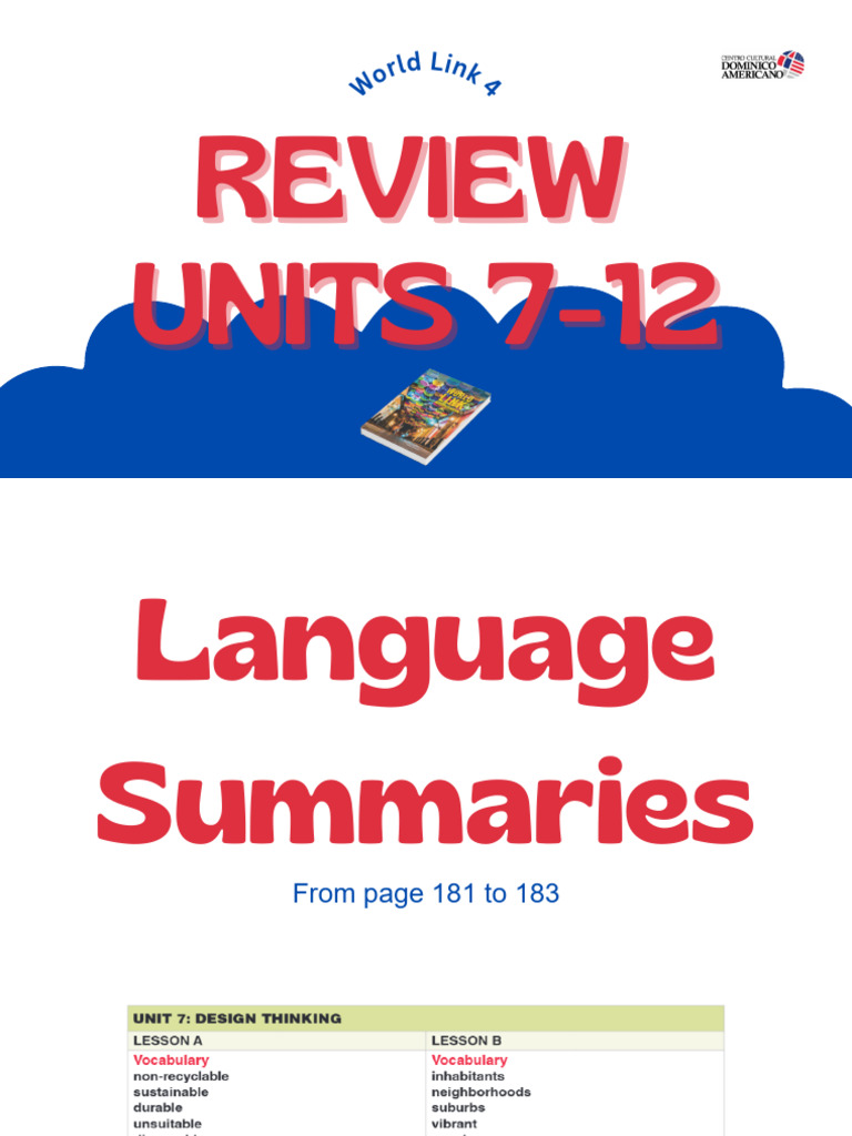 Grammar Review: Units 7-12 Summary | PDF | Verb | Subject (Grammar)