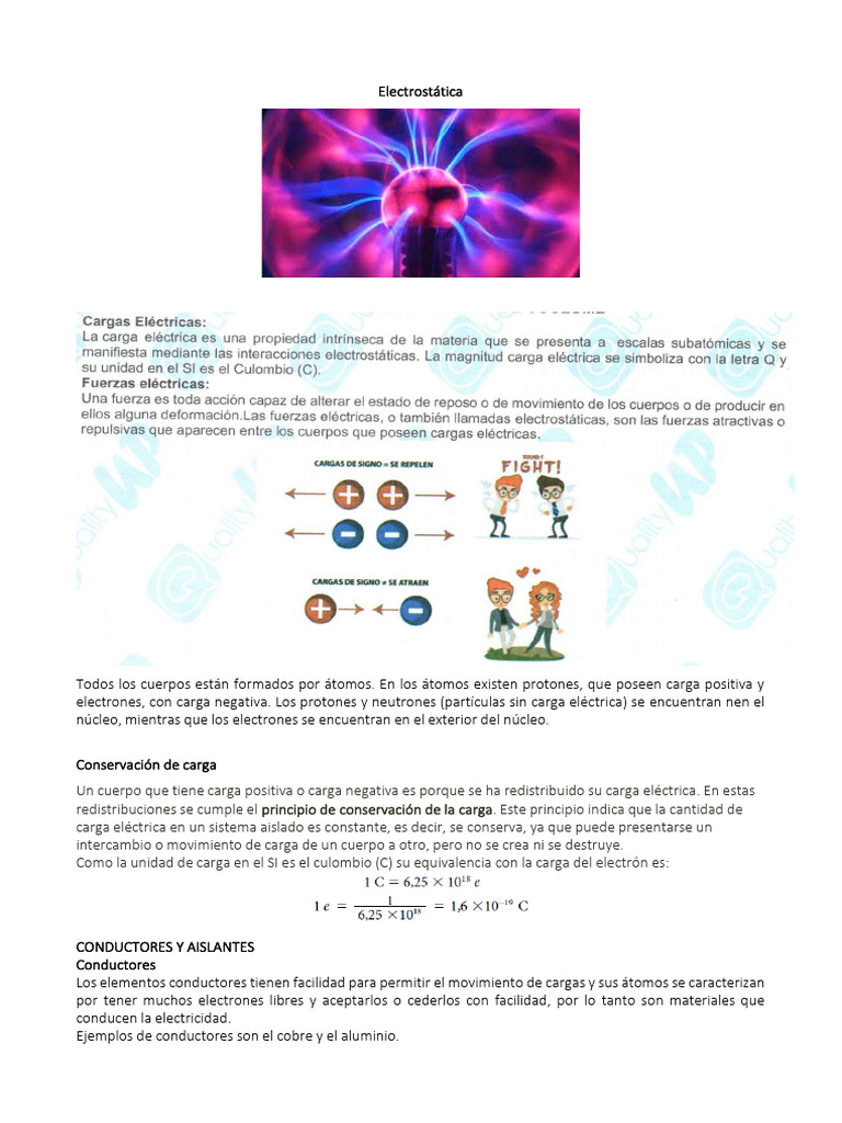 Electrostatica Carga Electrica-Materia | PDF