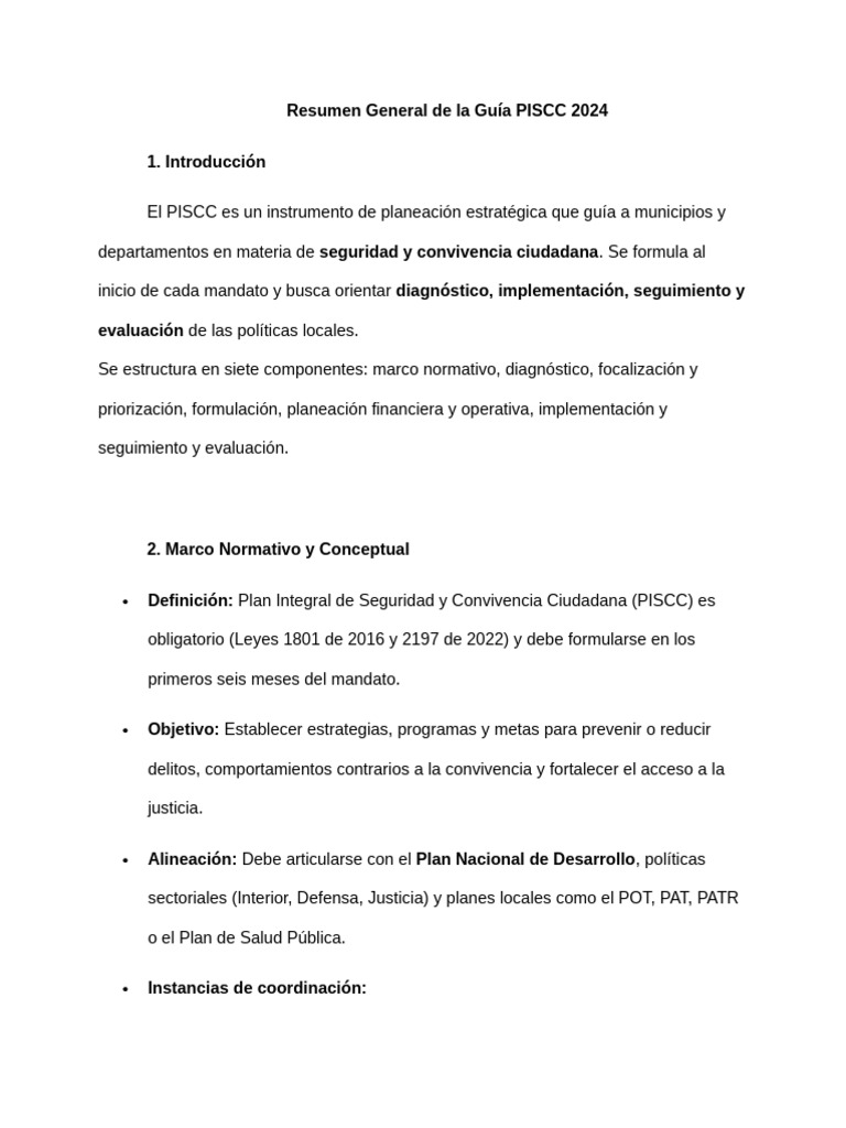 Guía PISCC 2024: Seguridad y Convivencia | PDF | Planificación | Valores