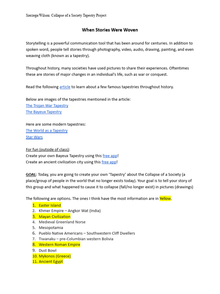 Tapestry Project: Society Collapse Story | PDF | Angkor | Tapestry