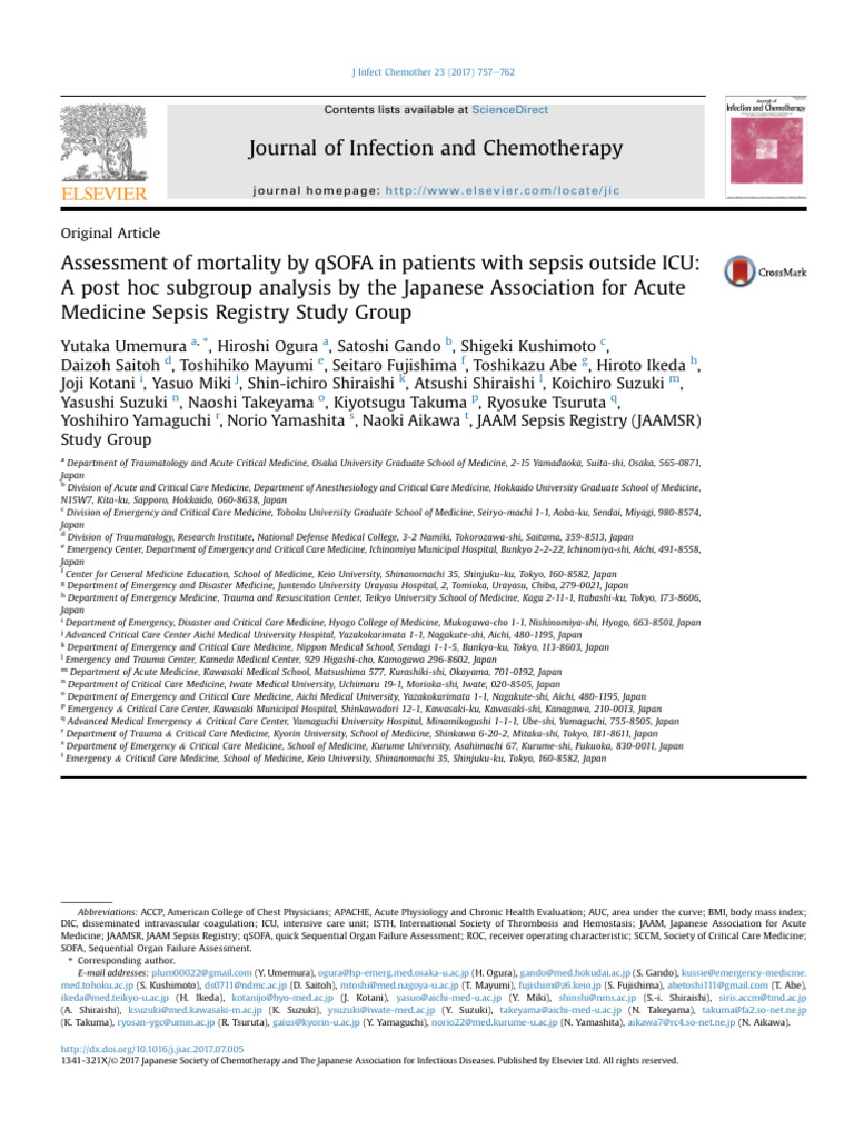 qSOFA Mortality Assessment in Sepsis | PDF | Sepsis | Intensive Care Unit