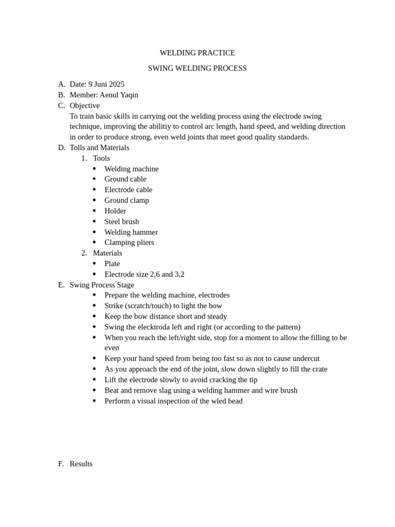 Swing Welding Technique Training Guide | PDF