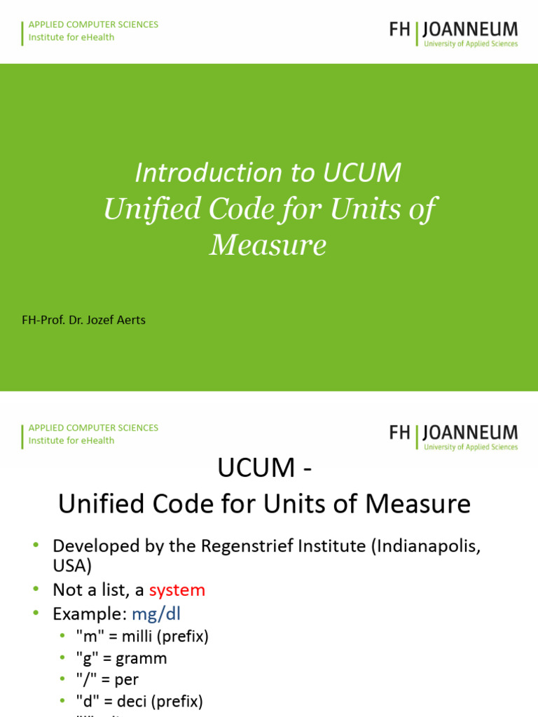 Introduction to UCUM Unified Code for Units of Measure | PDF | Units Of ...