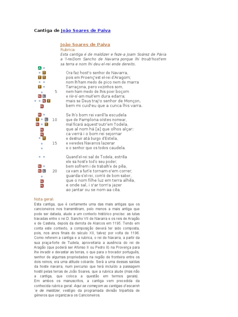 Cantiga de João Soares de Paiva | PDF | História | Clássicos