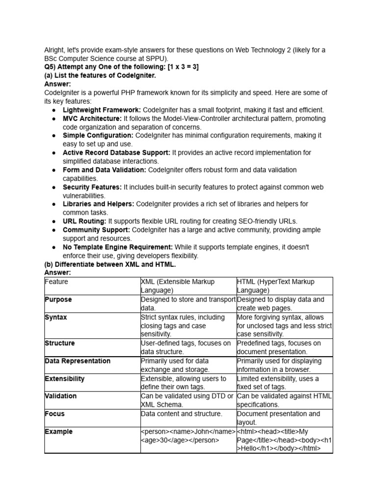 web technology 2 marks 3 | PDF | Xml | Html