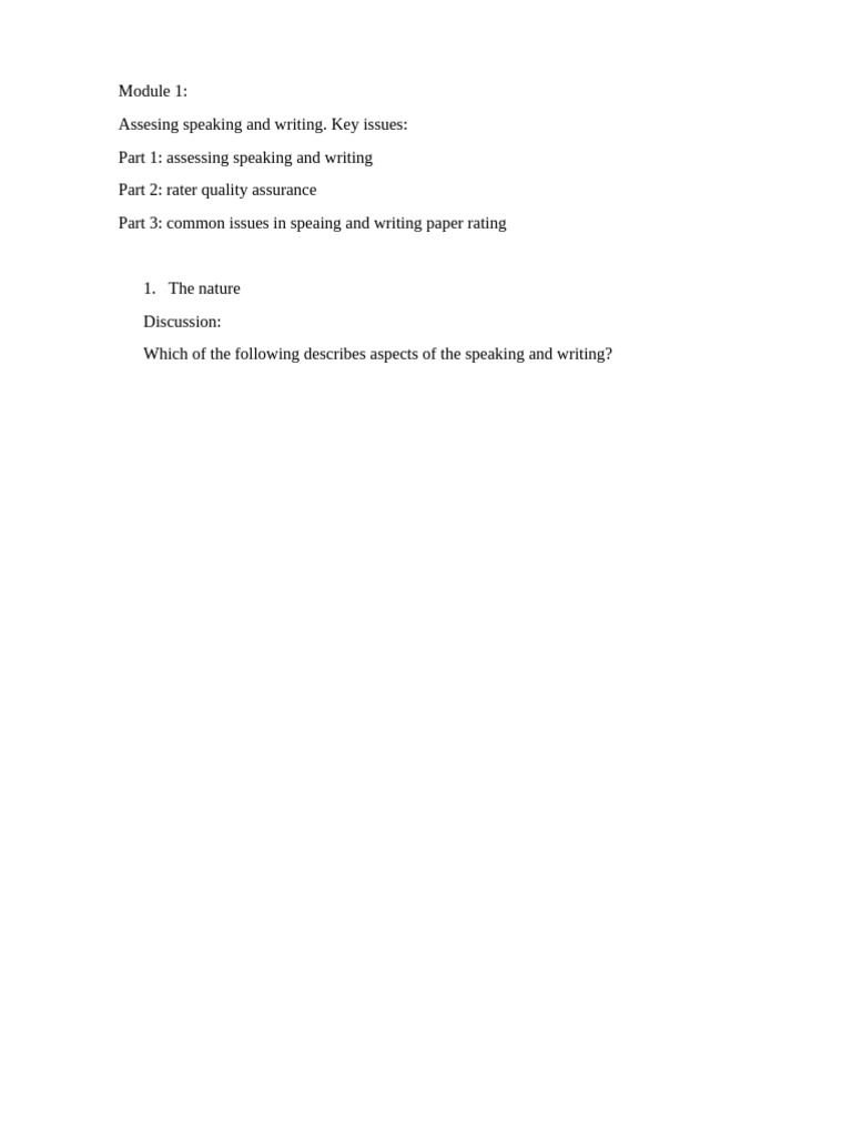 Speaking and Writing Assessment | PDF