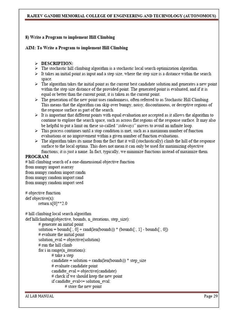 Hill Climbing Algorithm Implementation | PDF | Mathematical ...