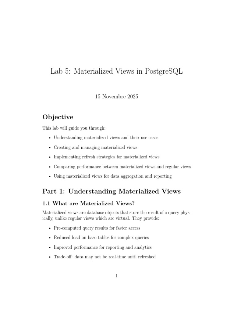 PostgreSQL Materialized Views Guide | PDF | Computer Programming ...