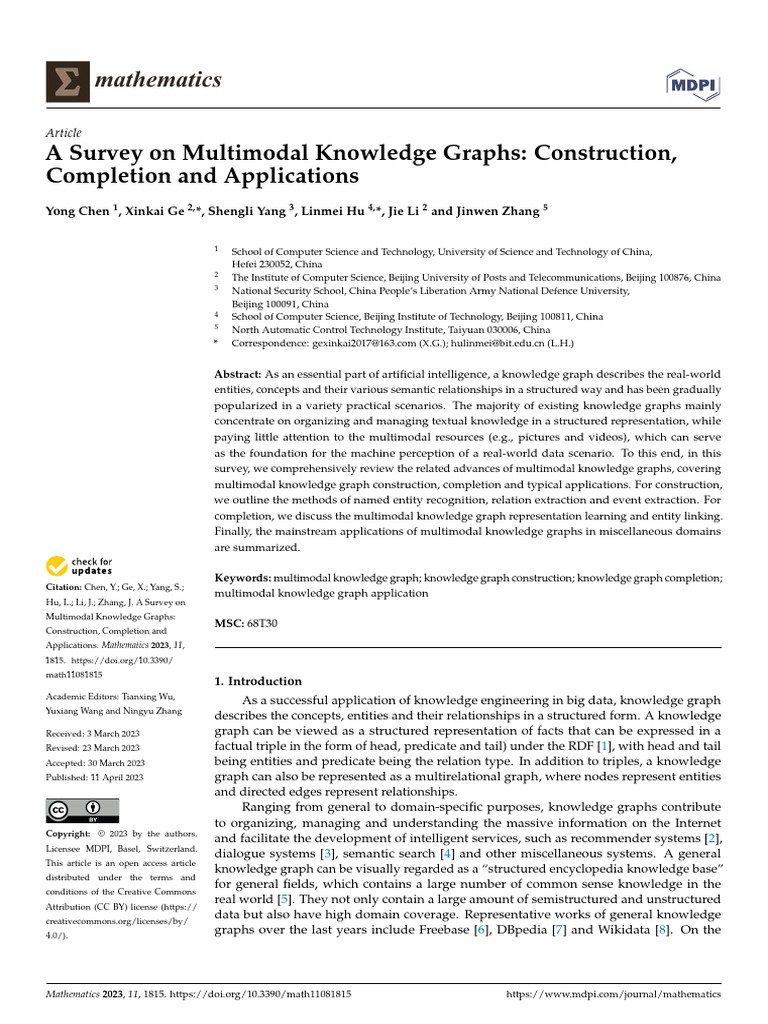 Survey of Multimodal Knowledge Graphs | PDF | Deep Learning | Resource ...