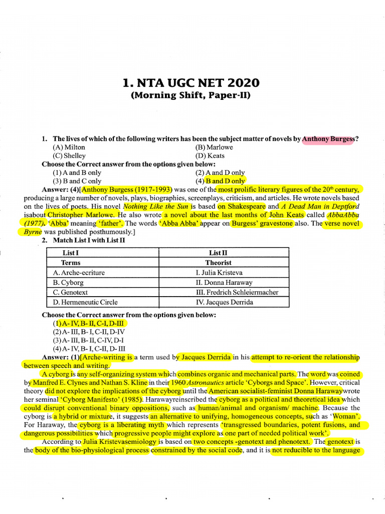 NET Question Bank English P2 | PDF