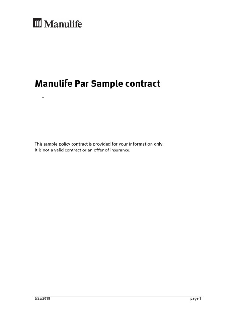 Manulife Par Sample Insurance Contract | PDF | Insurance | Dividend