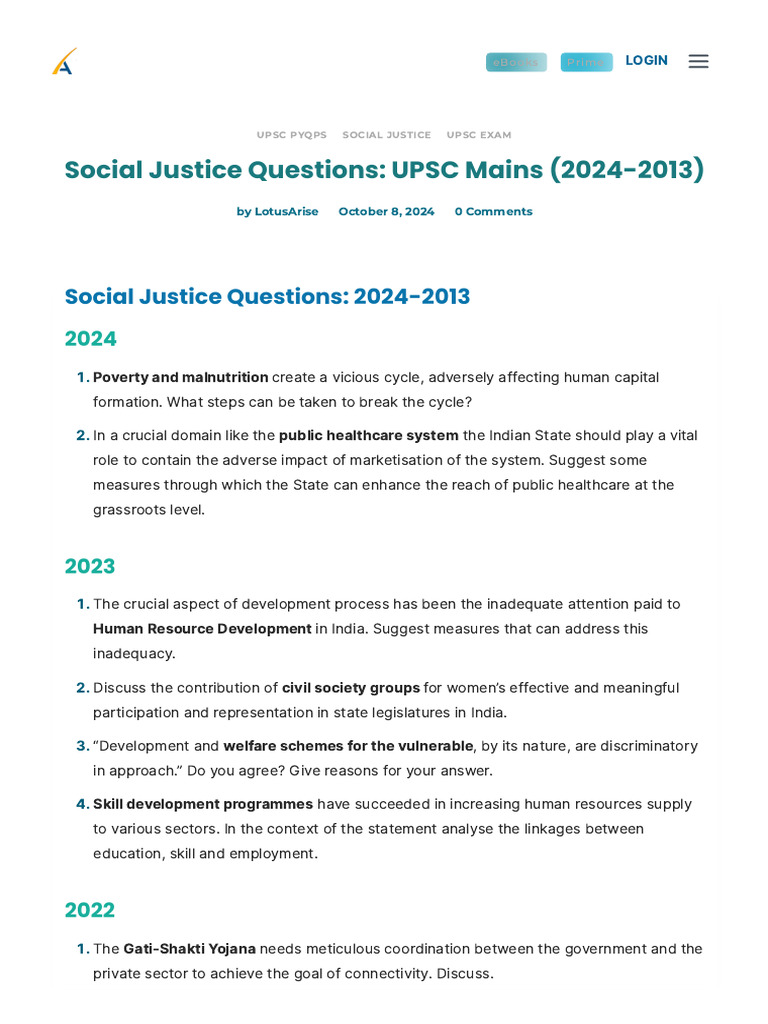 UPSC Social Justice Questions 2013-2024 | PDF | Poverty | Poverty ...