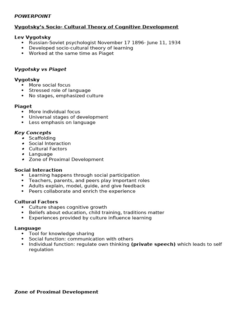 Vygotsky's Socio-Cultural Learning Theory | PDF