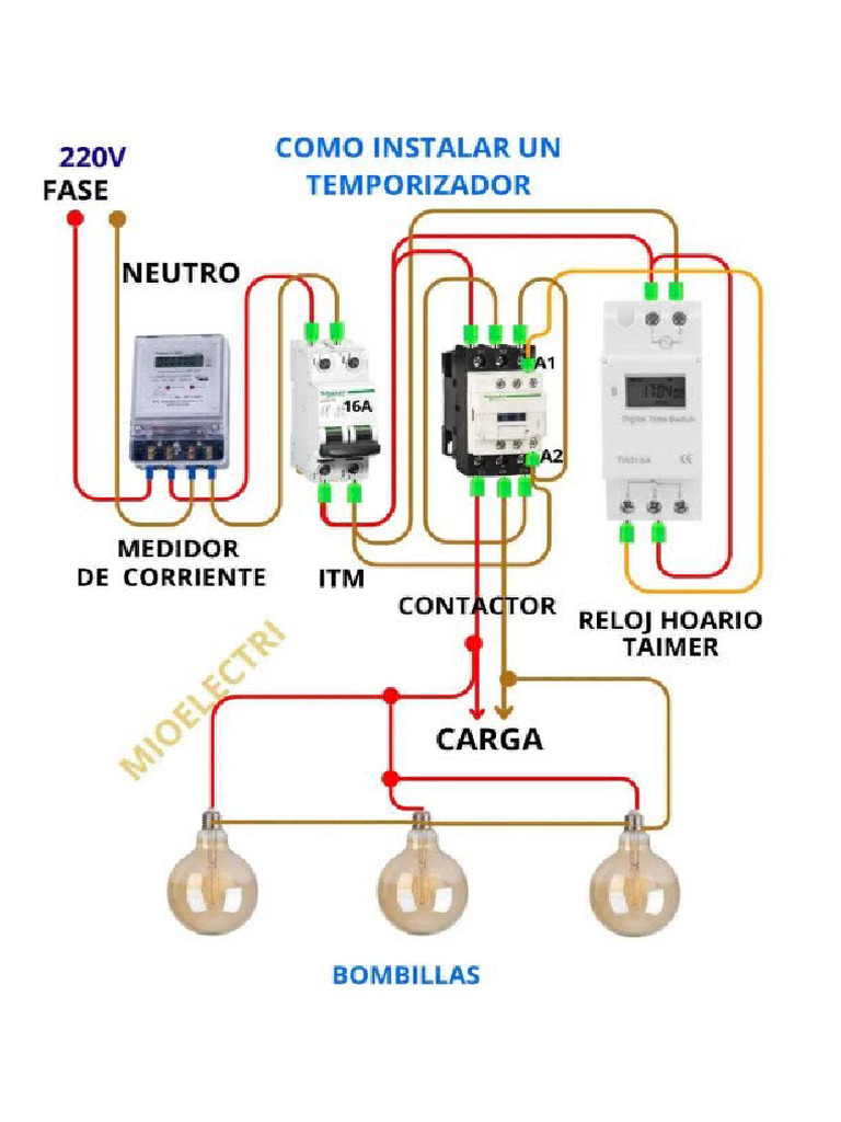 Como Instalar Un Contactor Con Timer | PDF