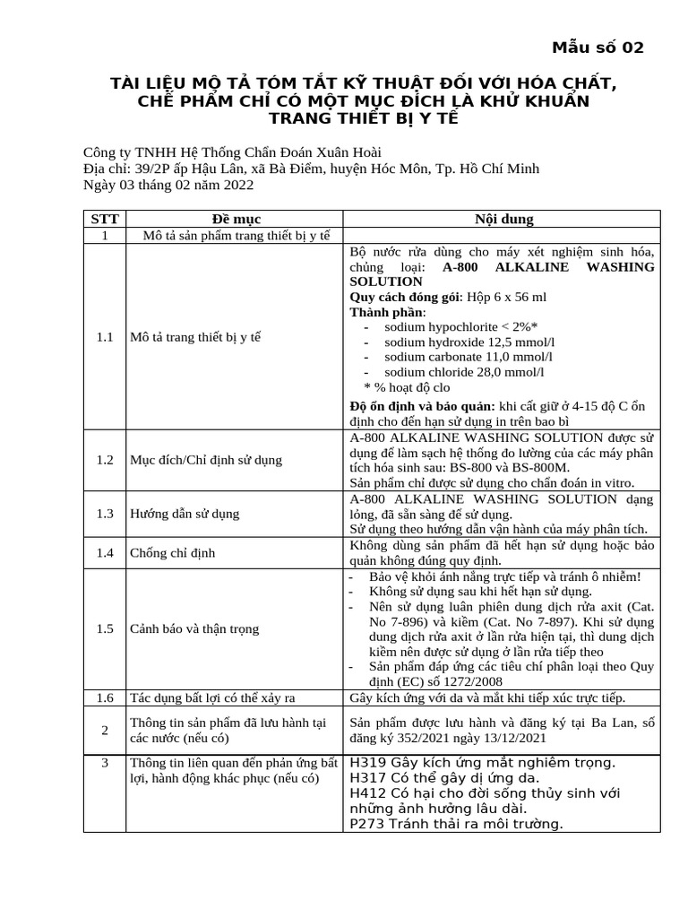 TLKT A-800 Alkaline Washing Solution | PDF