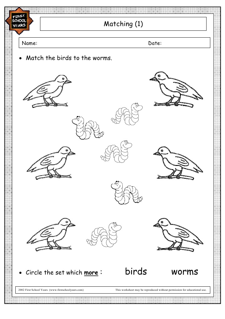 Bird and Worm Matching Worksheet | PDF | Language Arts & Discipline ...