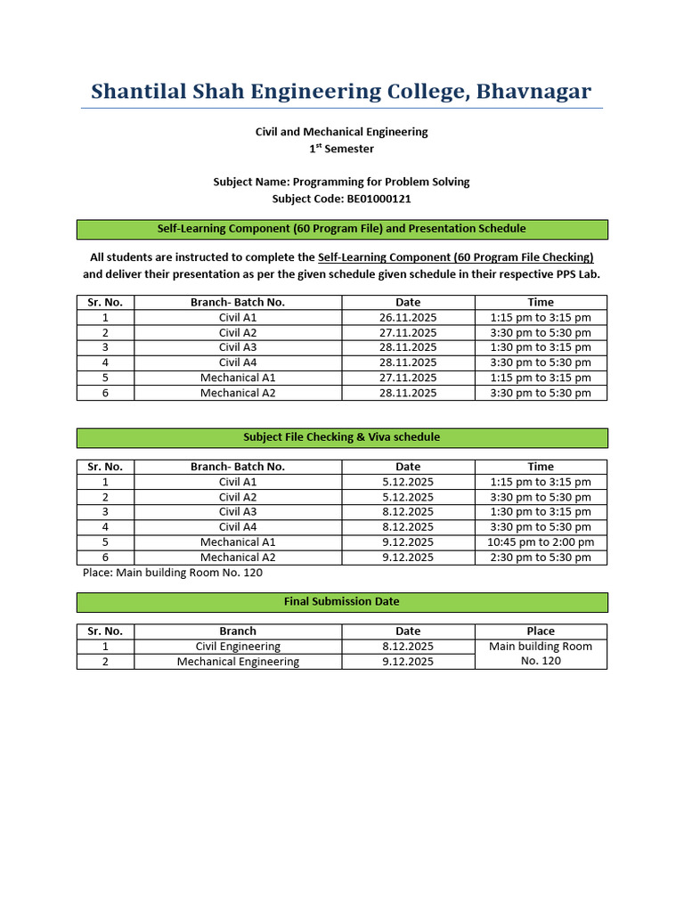 PPS Schedule For SL+ Presentation+ File Checking and Submission | PDF