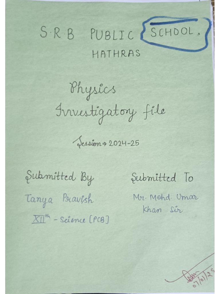 Physics Investigatory Project File | PDF