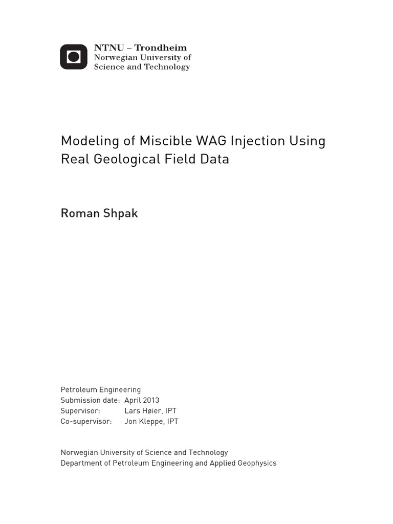WAG Injection Modeling for Oil Recovery | PDF | Enhanced Oil Recovery ...