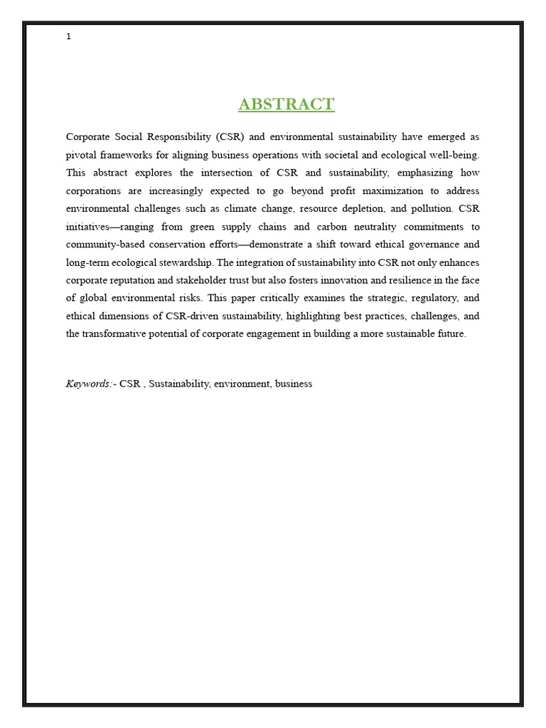 CSR and Sustainability in Business | PDF | Corporate Social ...