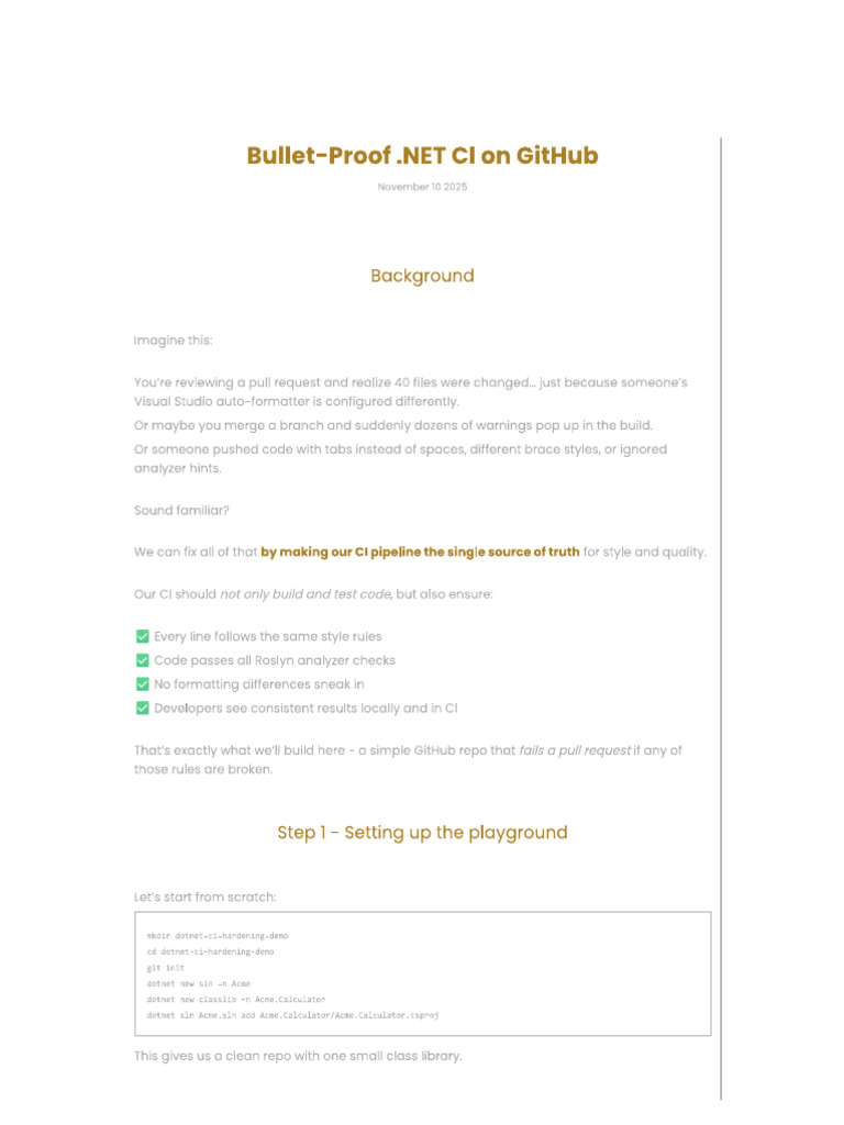 Bullet Proof NET CI On GitHub Build Rules, Dotnet Format, and Analyzers ...