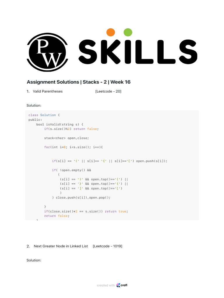 Stacks Solution To Assignment 02 Written DECODE DSA With C 2 0 | PDF ...
