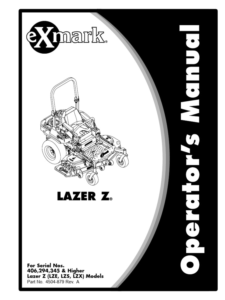Exmark Lazer Z Operator's Manual | PDF | Gasoline | Mechanical Engineering