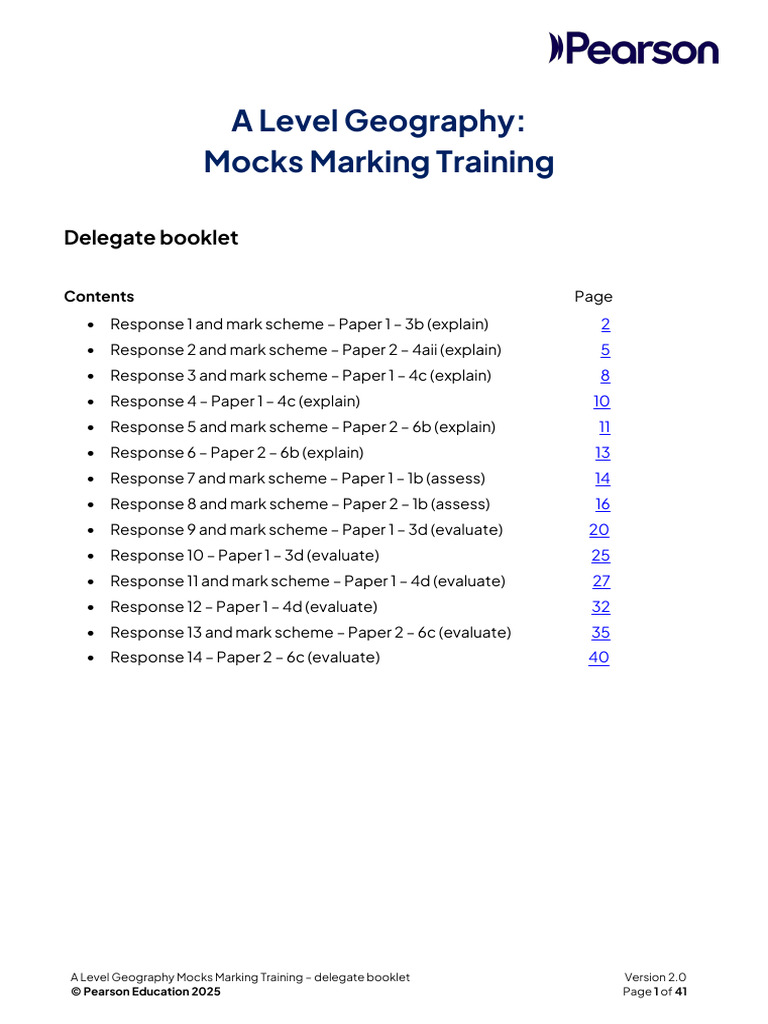 A Level Geography Mock Marking Guide | PDF