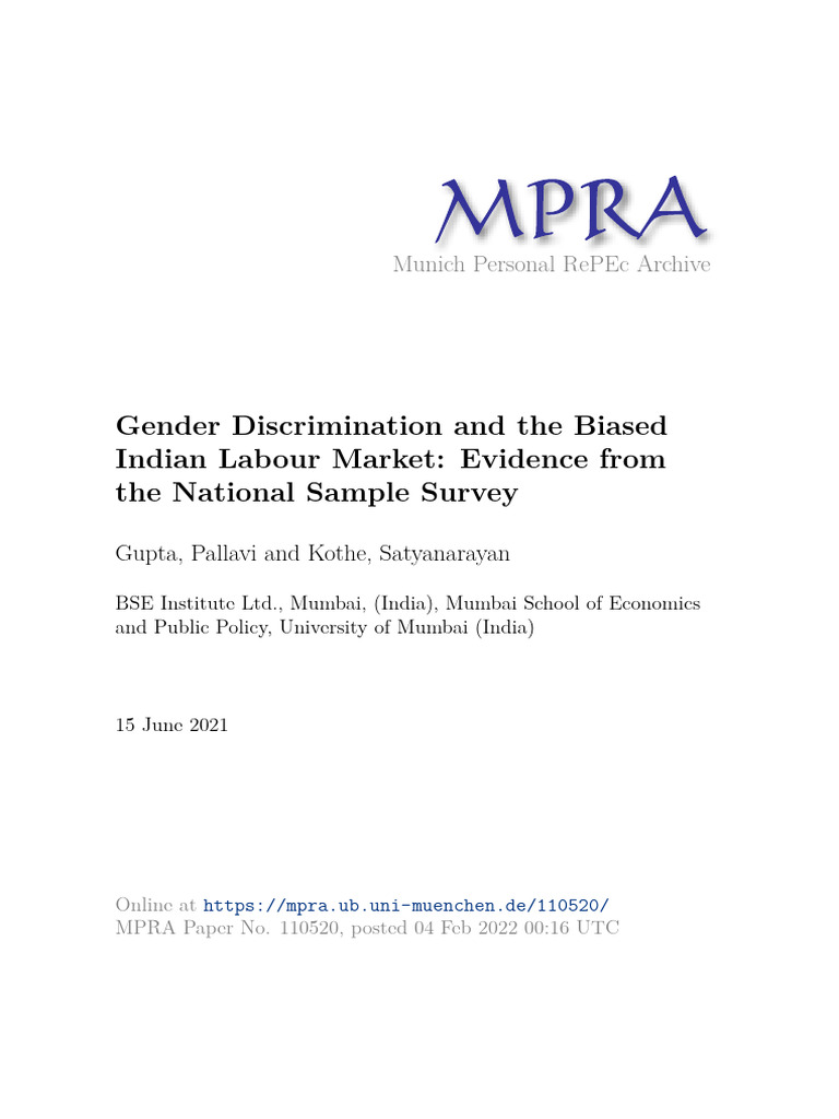 MPRA Paper 110520 | PDF | Labour Economics | Economic Inequality