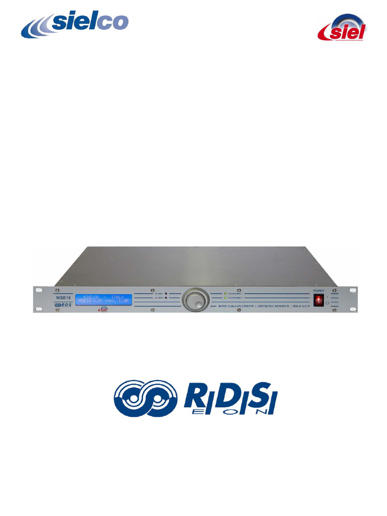 MSE16 User Manual: MPX Changeover & RDS | PDF | Decibel | Radio