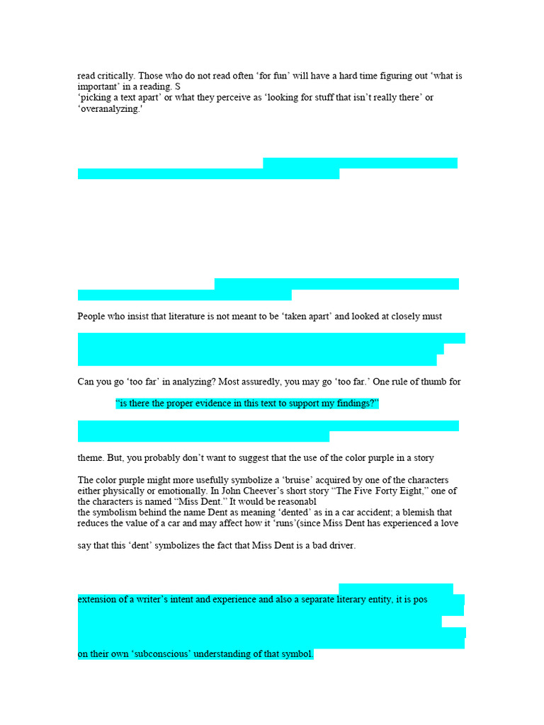 Text Analysis Tips For Students | PDF | Experience | Interpretation (Logic)