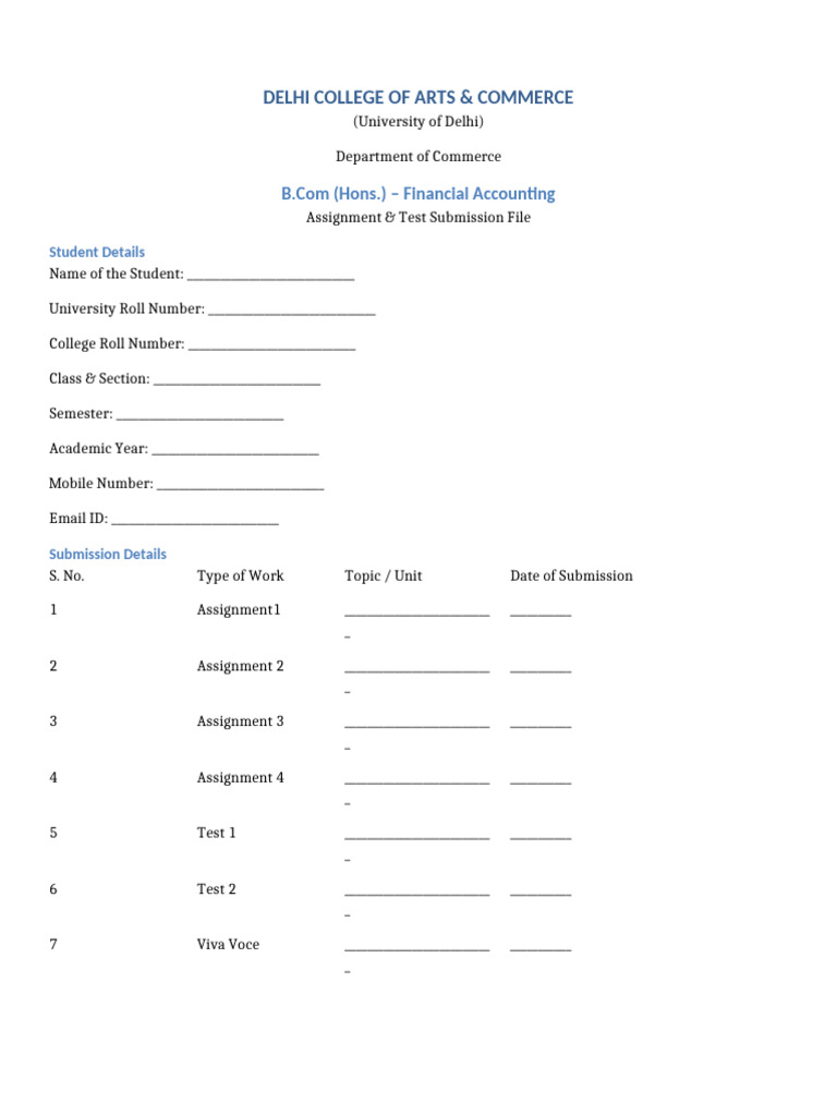 Financial Accounting Assignment Format DCAC Final | PDF