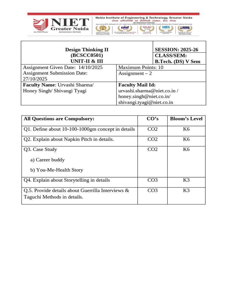 Design Thinking II Assignment Overview | PDF