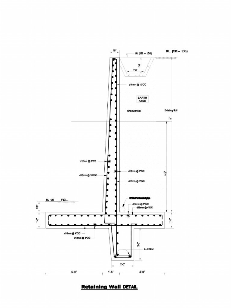 RCC Retaning Wall-Model | PDF