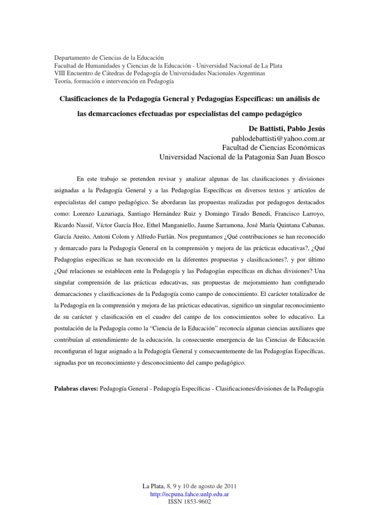 Clasificaciones de la Pedagogía General | PDF | Science | Pedagogía