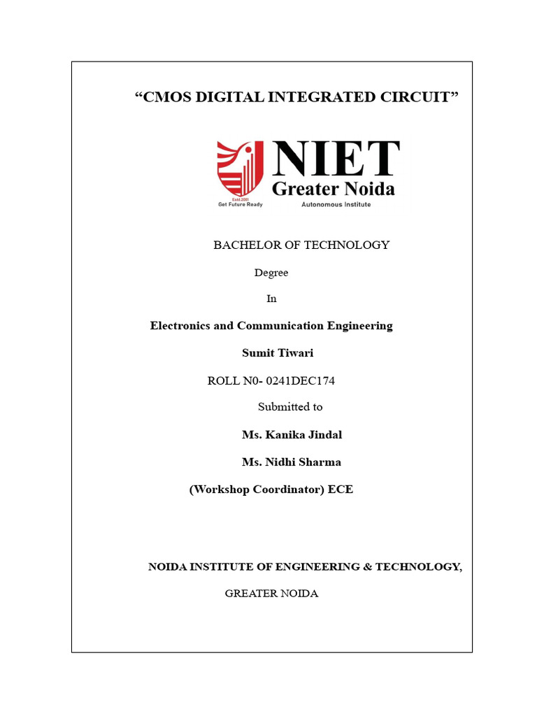 CMOS Digital Circuit Design Experiments | PDF | Cmos | Logic Gate