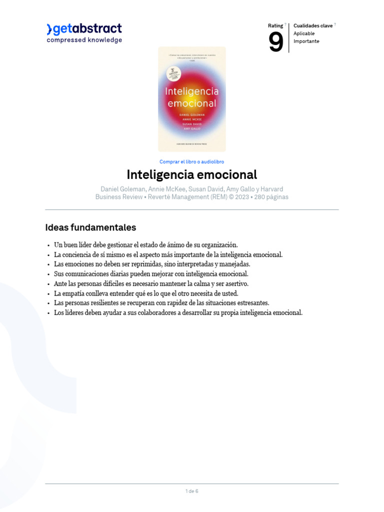Claves de la Inteligencia Emocional en Liderazgo | PDF | Las emociones ...