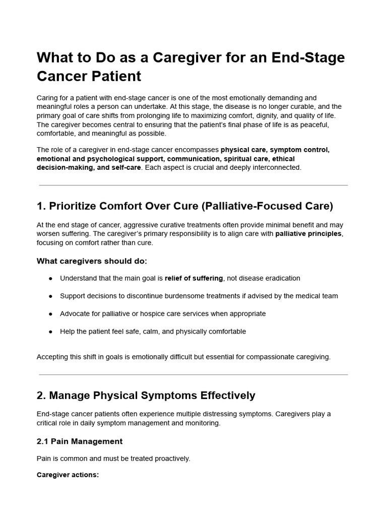 Caregiver Guide for End-Stage Cancer | PDF | Palliative Care | Caregiver