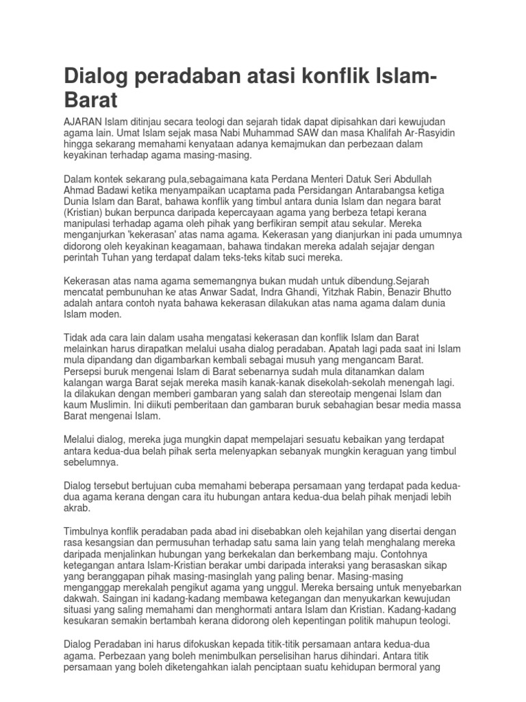 Dialog Peradaban Atasi Konflik Islam Pdf